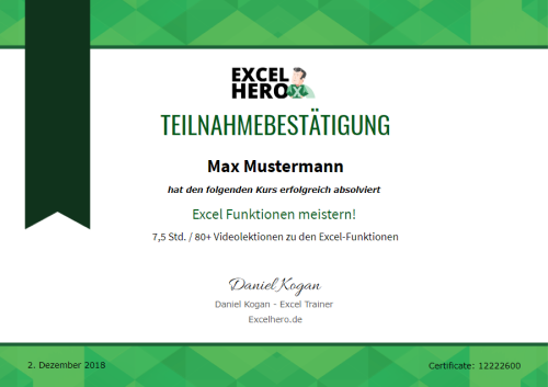 Excel Online Training von Excelhero I Excel Vorlage I Excelpedia.