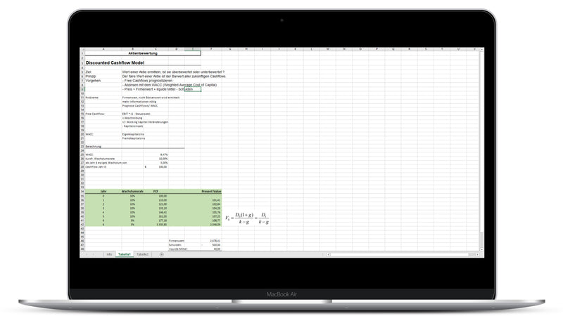 Discounted Cashflow Model I Excel Vorlage I Excelpedia.