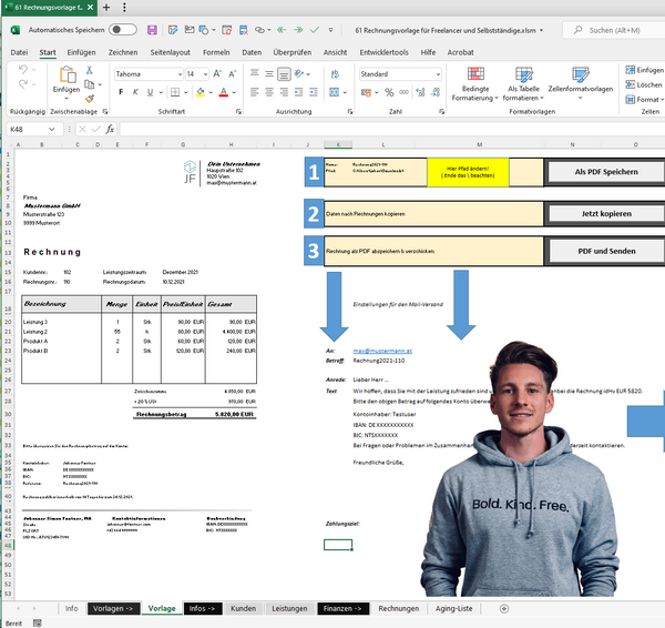Professionelle und Individuelle Einrichtung Excel Vorlage von Excelpedia