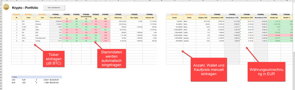 Krypto-Portfolio (TESTVERSION) Excel Vorlage von Excelpedia