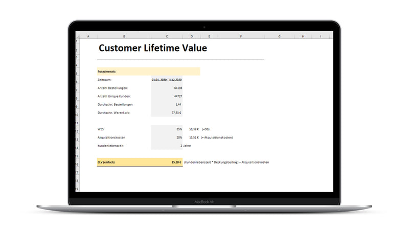 Customer Lifetime Value I Excel Vorlage I Excelpedia.
