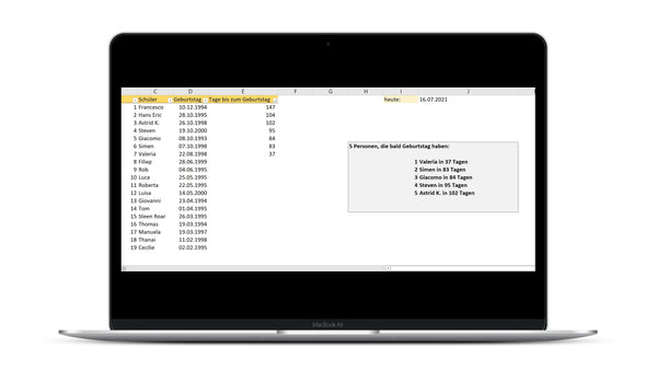 Anstehende Geburtstage Mit Excel Ausgeben I Excel Vorlage I Excelpedia.